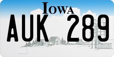 IA license plate AUK289