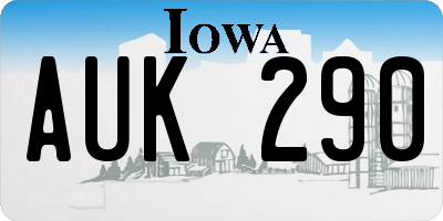 IA license plate AUK290