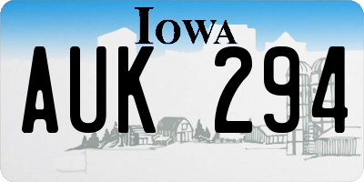 IA license plate AUK294