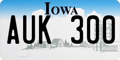 IA license plate AUK300