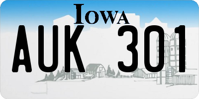 IA license plate AUK301