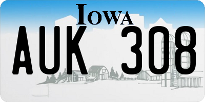 IA license plate AUK308