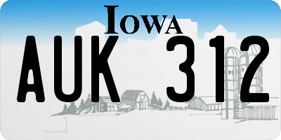 IA license plate AUK312