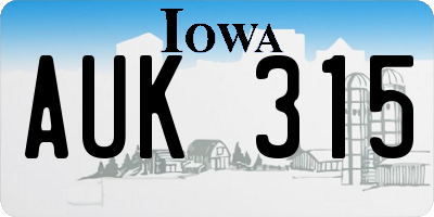 IA license plate AUK315