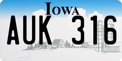 IA license plate AUK316