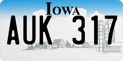 IA license plate AUK317