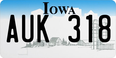 IA license plate AUK318