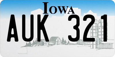 IA license plate AUK321