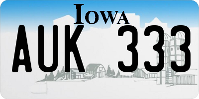 IA license plate AUK333