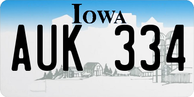 IA license plate AUK334