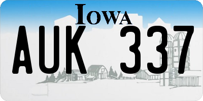 IA license plate AUK337