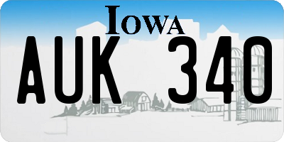 IA license plate AUK340