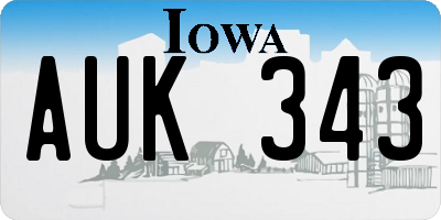 IA license plate AUK343