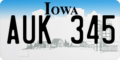 IA license plate AUK345
