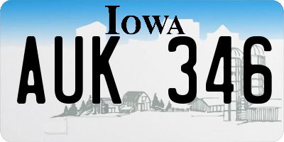IA license plate AUK346