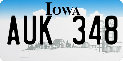 IA license plate AUK348