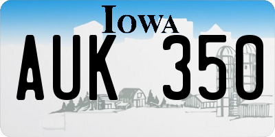 IA license plate AUK350