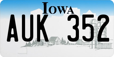 IA license plate AUK352