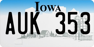 IA license plate AUK353