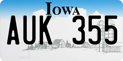 IA license plate AUK355