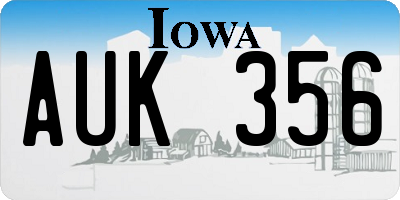 IA license plate AUK356