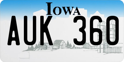IA license plate AUK360