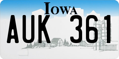IA license plate AUK361