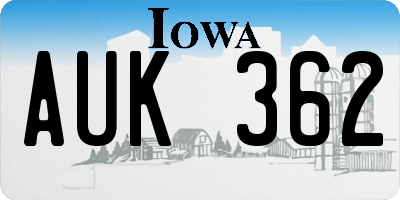 IA license plate AUK362