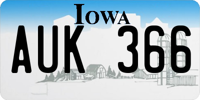 IA license plate AUK366