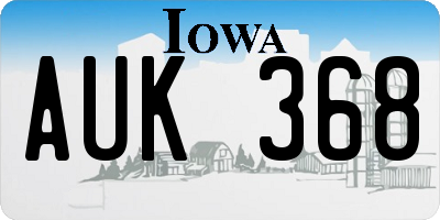 IA license plate AUK368