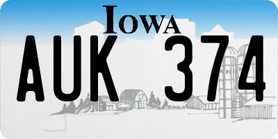 IA license plate AUK374