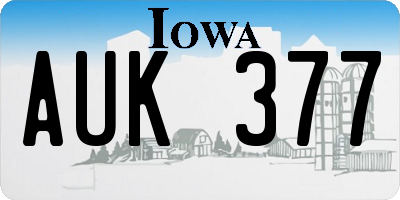 IA license plate AUK377