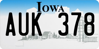 IA license plate AUK378