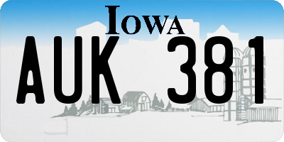 IA license plate AUK381