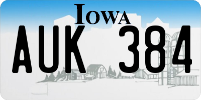IA license plate AUK384