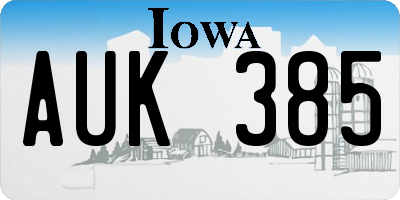 IA license plate AUK385