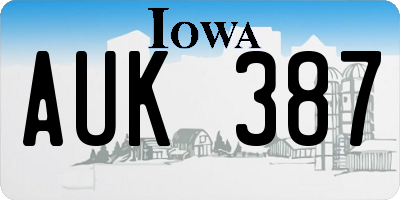 IA license plate AUK387