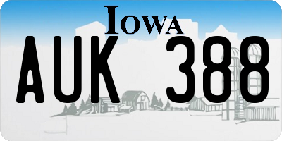 IA license plate AUK388