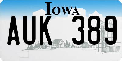 IA license plate AUK389
