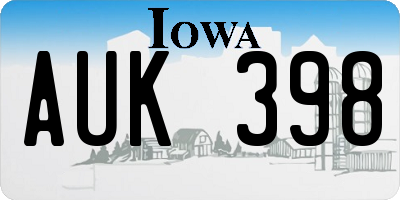 IA license plate AUK398