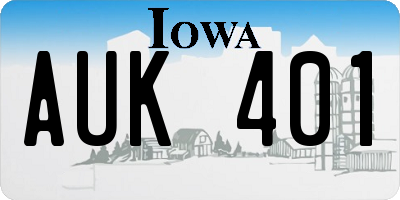IA license plate AUK401