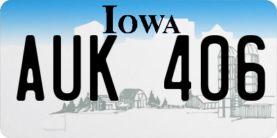 IA license plate AUK406