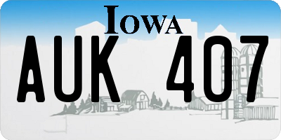 IA license plate AUK407