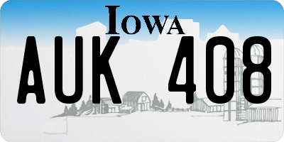IA license plate AUK408