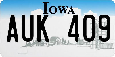 IA license plate AUK409