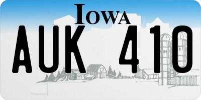 IA license plate AUK410