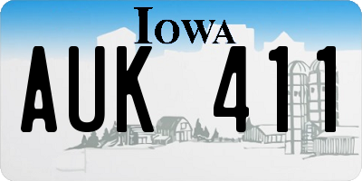 IA license plate AUK411
