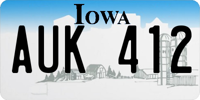 IA license plate AUK412