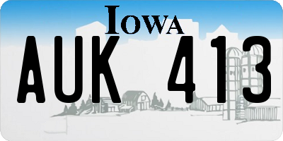 IA license plate AUK413