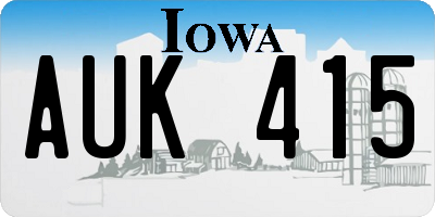 IA license plate AUK415